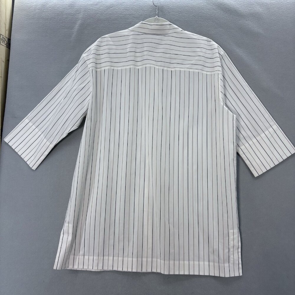 Lafayette 148 Womens SZ Large Button Up 3/4 Sleeve Striped *Read* Professional - Picture 3 of 12
